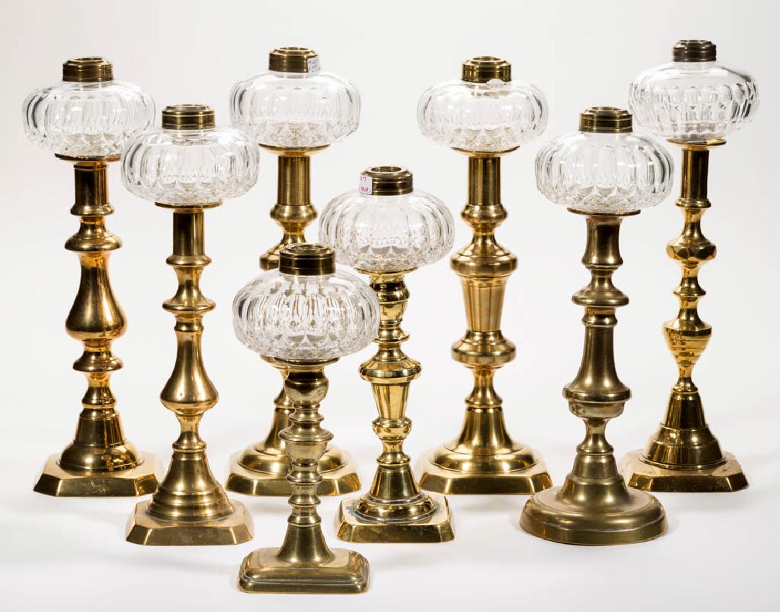 ASSORTED PRESSED GLASS PEG LAMPS, LOT OF EIGHT (1 of 1)