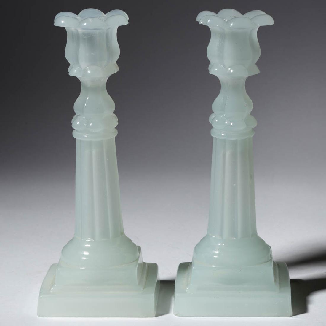 PRESSED PETAL AND COLUMNAR CANDLESTICKS, PAIR (1 of 1)