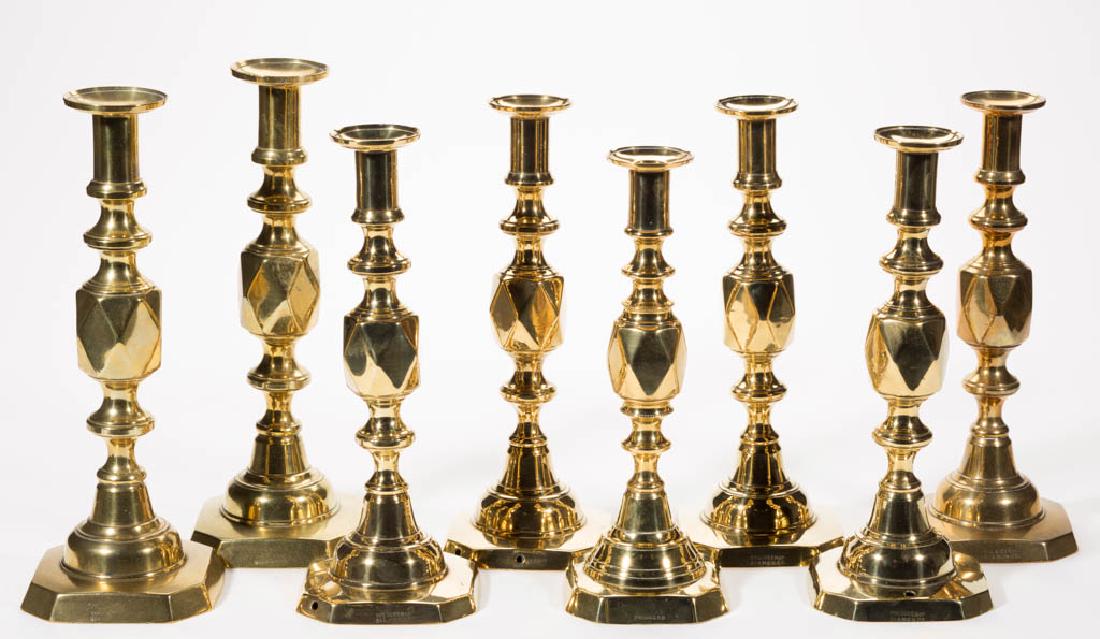 ASSORTED ENGLISH BRASS CANDLESTICKS, LOT OF EIGHT (1 of 1)