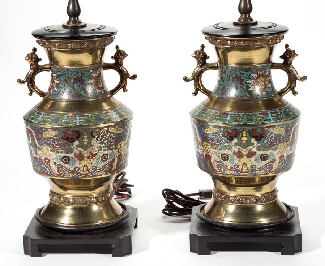 CHINESE CLOISONNE TABLE LAMPS, PAIR (1 of 2)