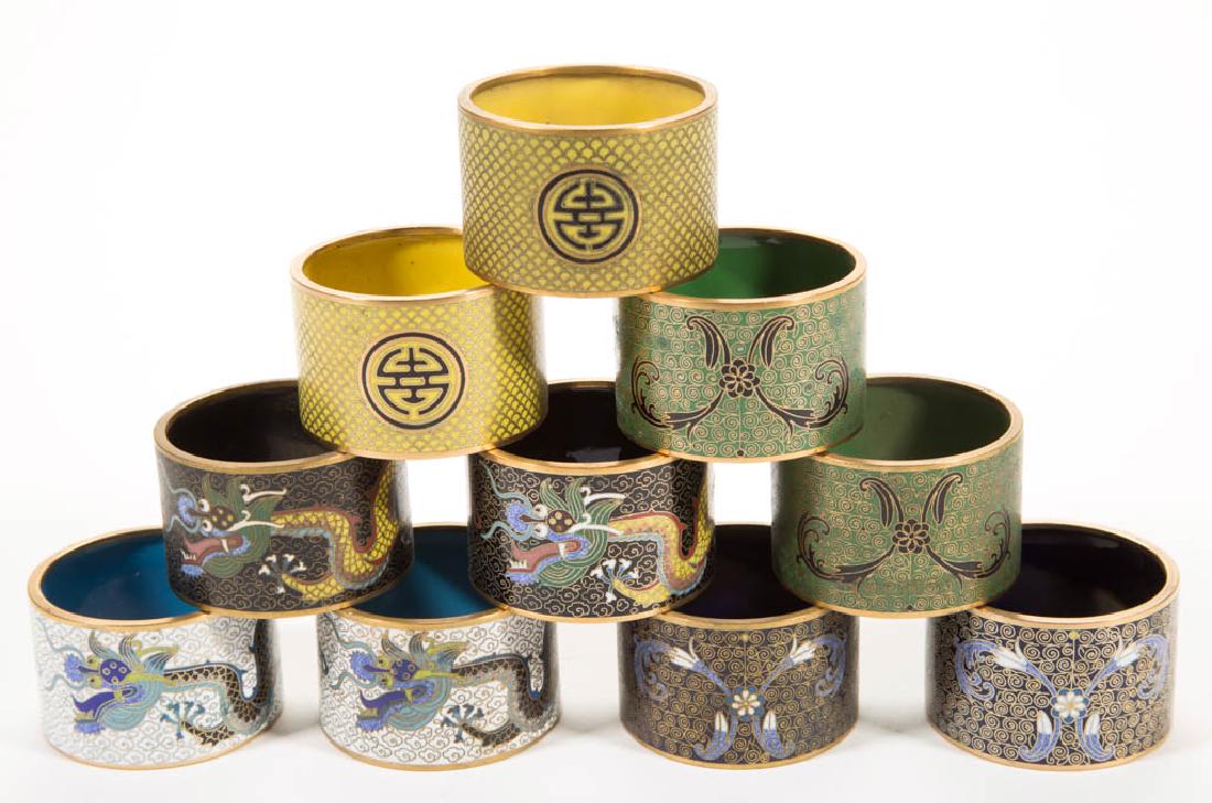 JAPANESE CLOISONNE NAPKIN RINGS, SET OF TEN (1 of 1)
