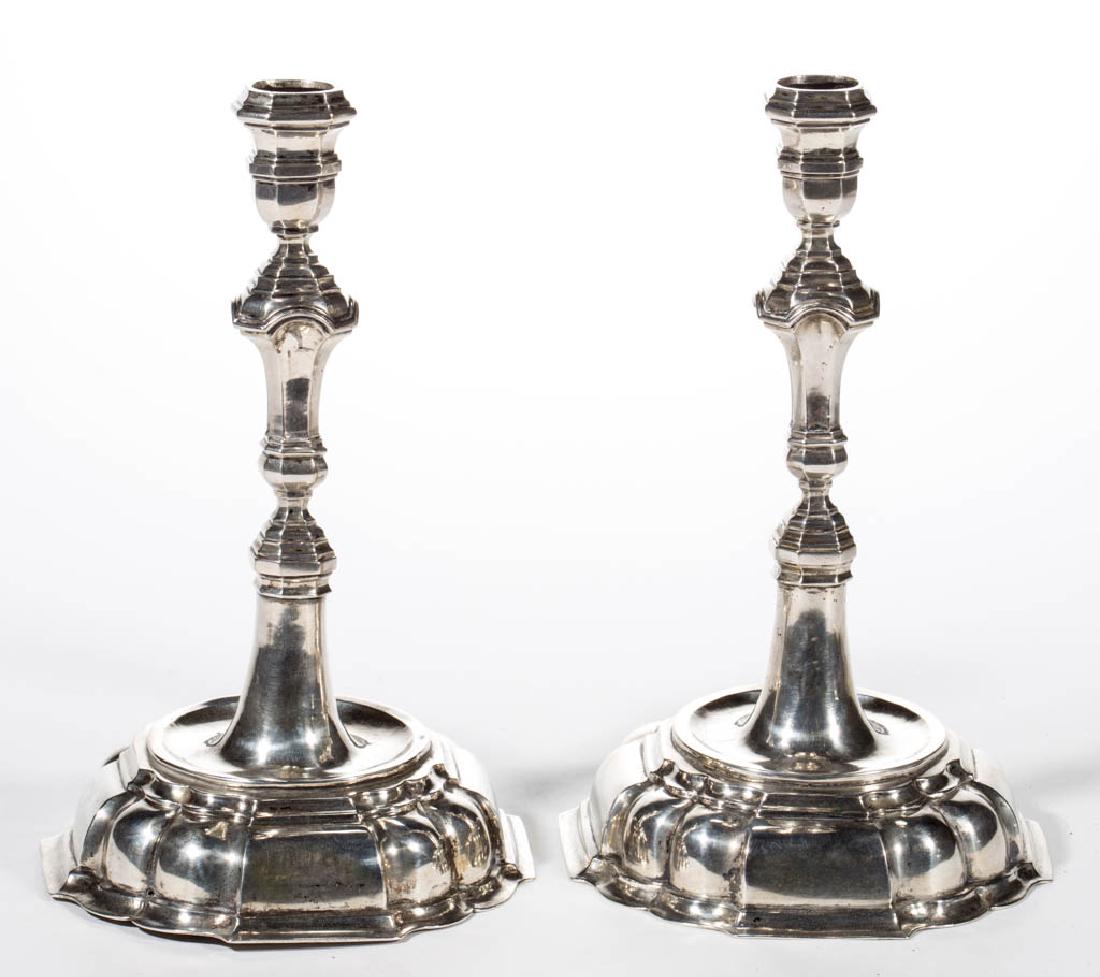CONTINENTAL COIN SILVER CANDLESTICKS, PAIR (1 of 4)