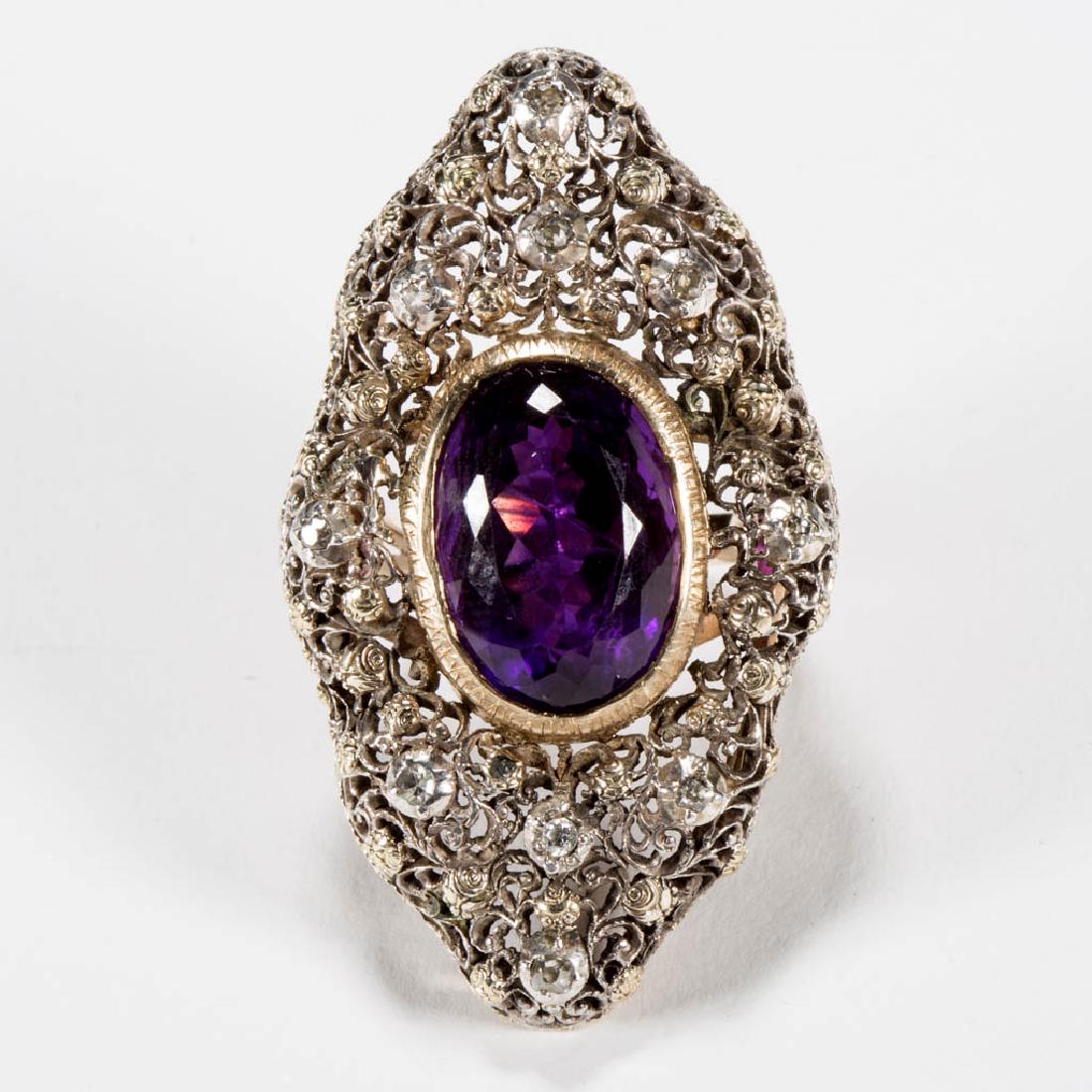 ANTIQUE 14K WHITE AND YELLOW GOLD, DIAMOND, AND (1 of 2)