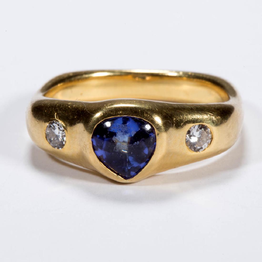 VINTAGE 18K GOLD, TANZANITE, AND DIAMOND LADY'S RING (1 of 3)