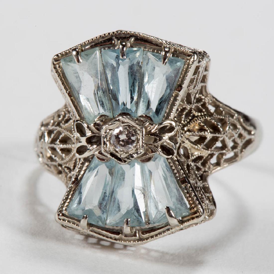 VINTAGE 14K WHITE GOLD, DIAMOND, AND AQUAMARINE LADY'S (1 of 3)