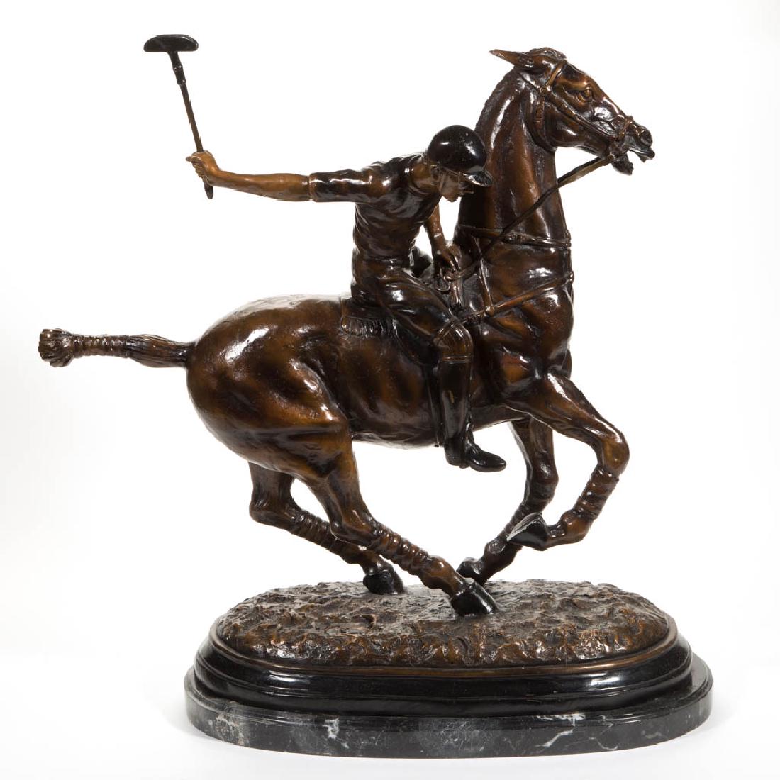 MODERN CAST-BRONZE EQUESTRIAN GROUP (1 of 2)