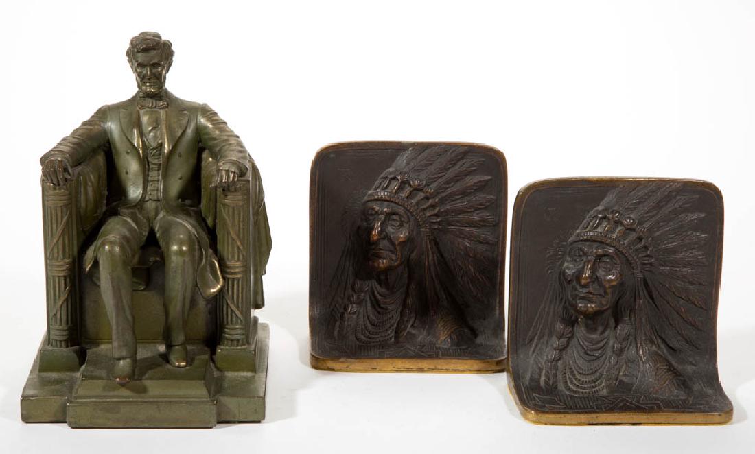 PAIR OF ARTS & CRAFTS FIGURAL BRONZE BOOKENDS (1 of 1)