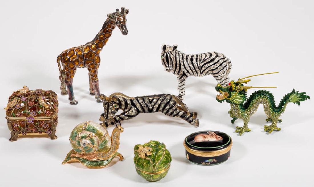 ASSORTED ENAMEL-DECORATED TRINKET BOXES, LOT OF SEVEN (1 of 1)