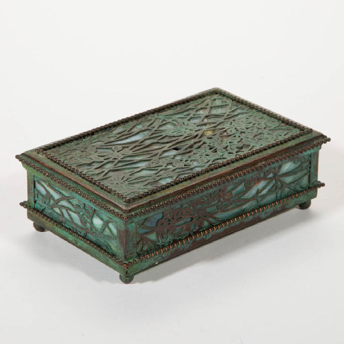 TIFFANY-STYLE "GRAPE VINE" BRONZE DESK BOX (1 of 2)