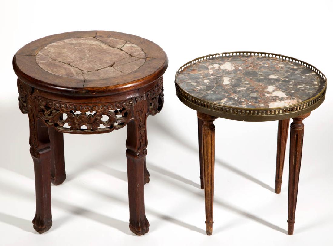 ASSORTED MARBLE-TOP OCCASSIONAL TABLES, LOT OF TWO (1 of 1)