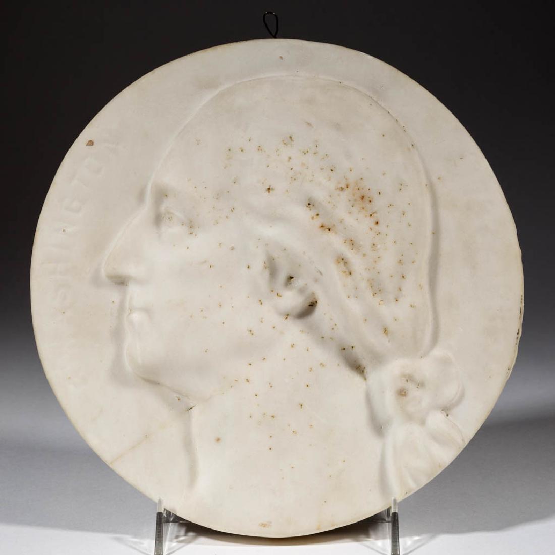 CARVED MARBLE WALL PLAQUE OF GEORGE WASHINGTON (1 of 2)