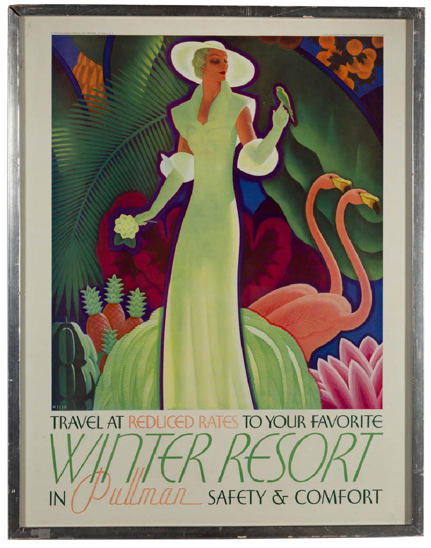 PULLMAN "WINTER RESORT" ART DECO ADVERTISING POSTER (1 of 1)