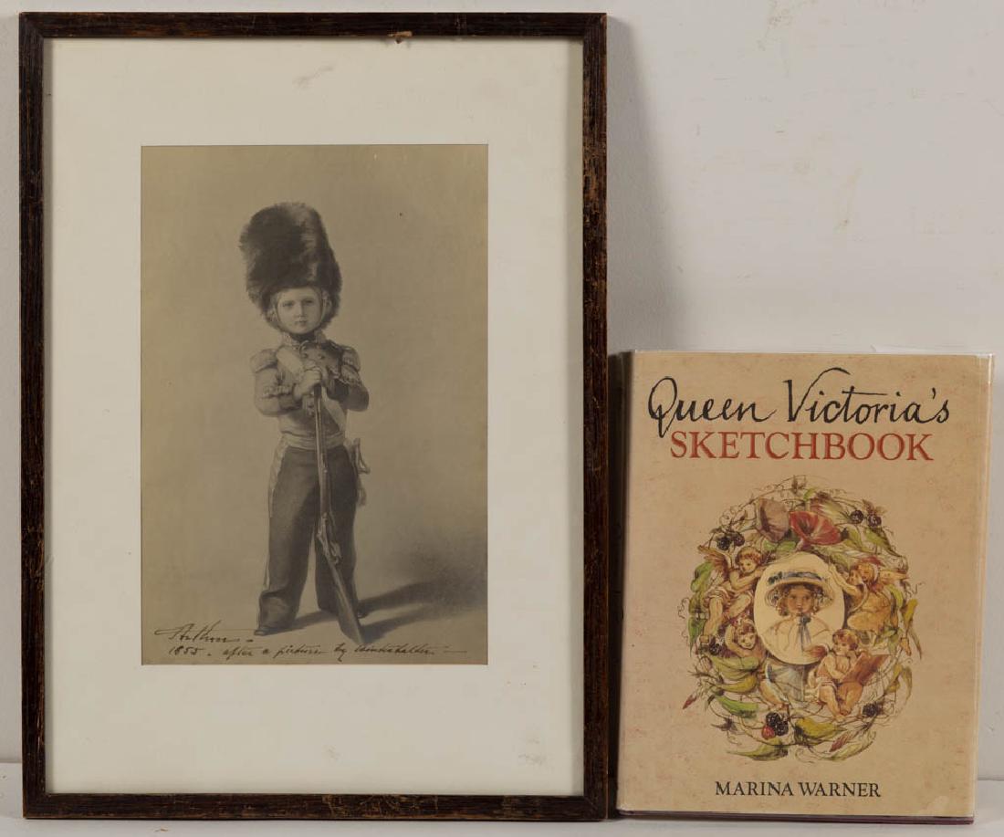 FRANZ XAVER WINTERHALTER (BRITISH, 1803-1875) PRINT OF: FRANZ XAVER WINTERHALTER (BRITISH, 1803-1875) PRINT OF PRINCE ARTHUR, subject in a Grenadier Guards uniform, given to him by his mother, Queen Victoria, on his birthday in 1853, ink inscription at bot