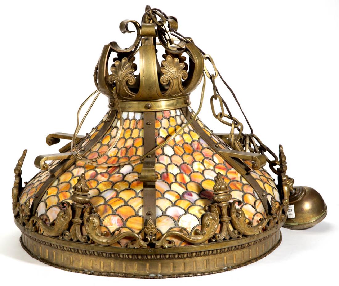 AMERICAN FISHSCALE LEADED GLASS CHANDELIER (1 of 1)