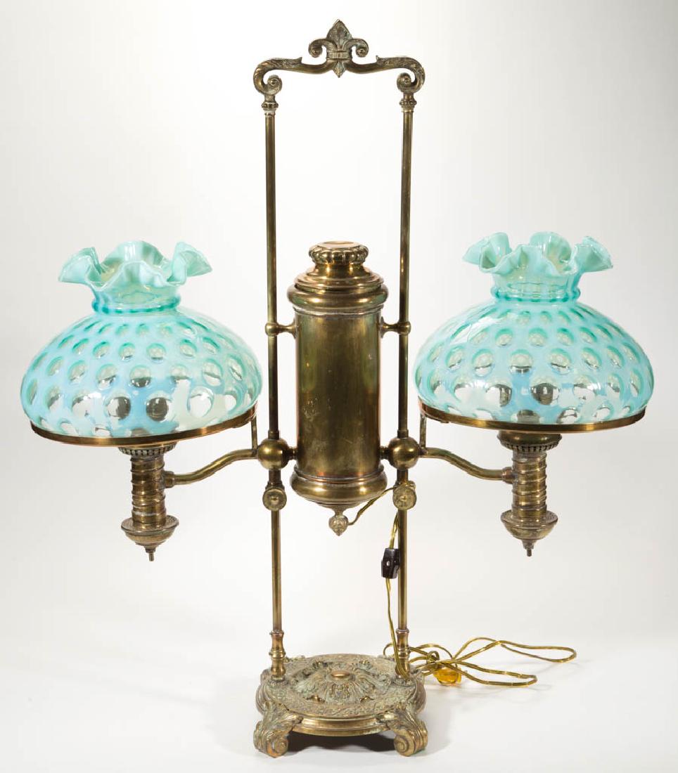 MANHATTAN BRASS LARGE DOUBLE POSTED STUDENT LAMP (1 of 3)