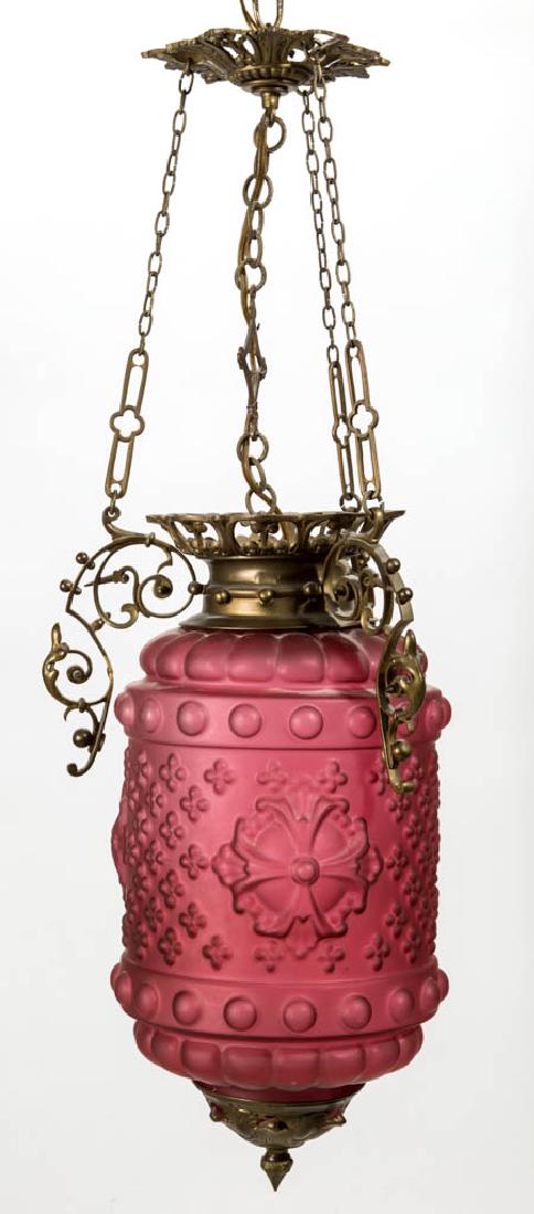 UNIDENTIFIED MALTESE CROSS RUBY SATIN HALL LAMP (1 of 1)