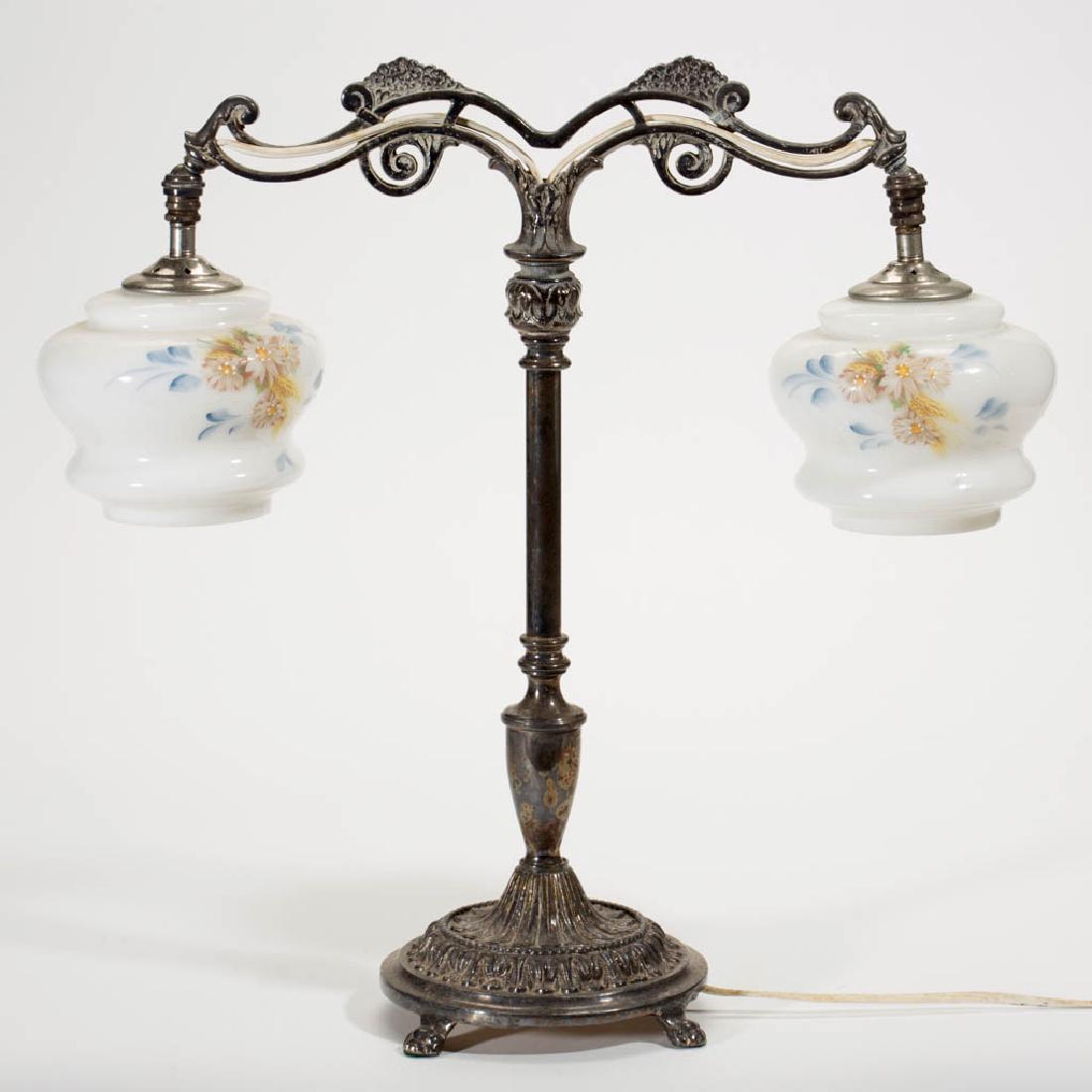 SILVER-PLATED DOUBLE-ARMED LAMP (1 of 1)