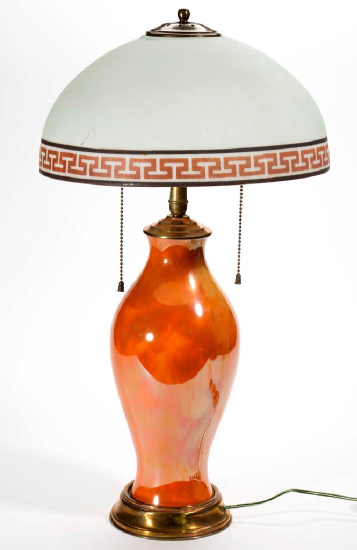 ORANGE MOTTLED CERAMIC LAMP BASE (1 of 3)