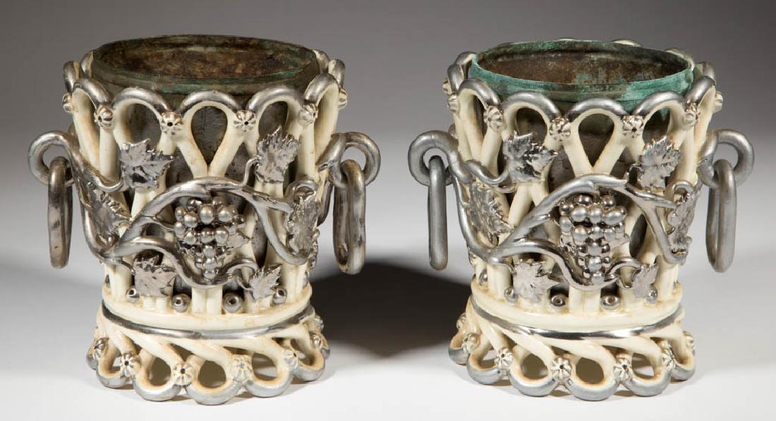 FRENCH CREAMWARE / EARTHENWARE CERAMIC PLANTERS, LOT OF (1 of 6)