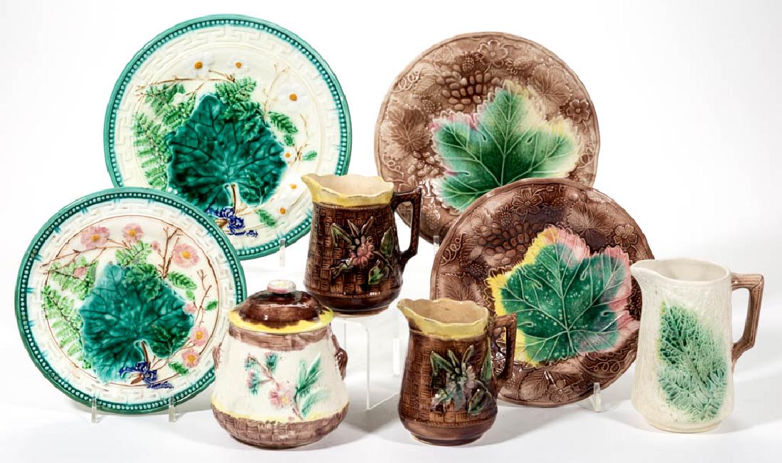 ASSORTED MAJOLICA CERAMIC ARTICLES, LOT OF EIGHT (1 of 1)