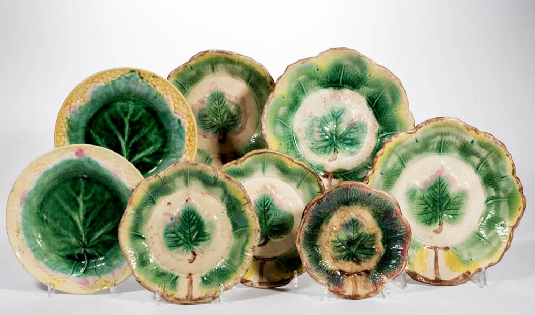 ASSORTED MAJOLICA CERAMIC ARTICLES, LOT OF EIGHT (1 of 1)