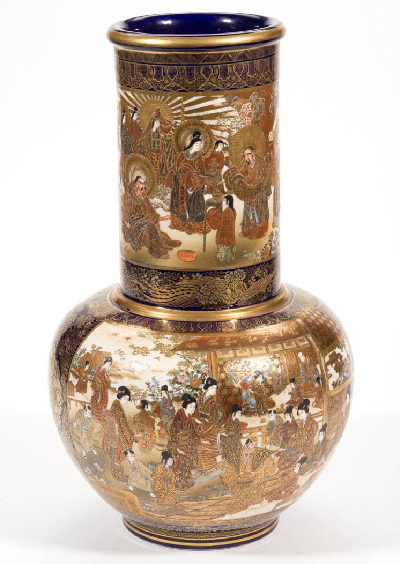 JAPANESE KINKOZAN SATSUMA CERAMIC LARGE VASE (1 of 5)