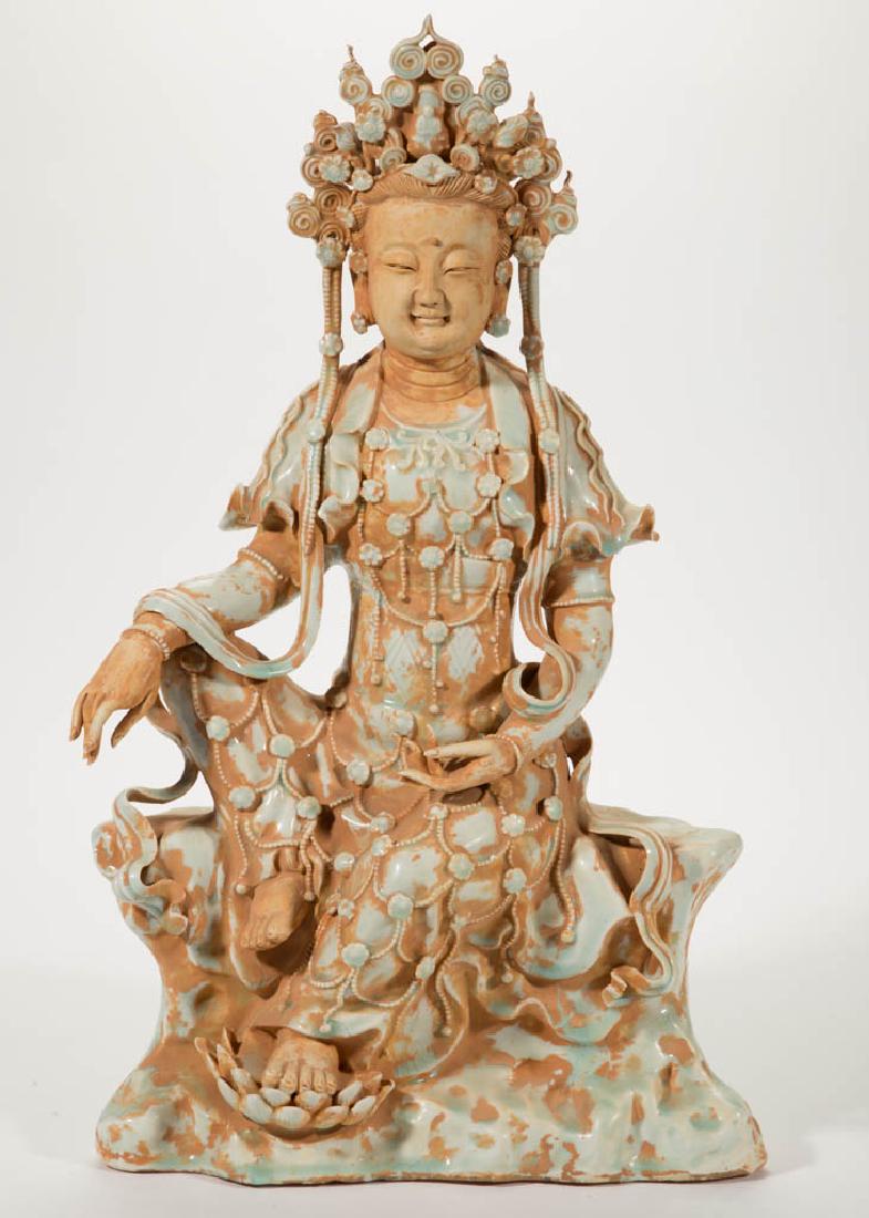 CHINESE CELADON CERAMIC BUDDHA FIGURE (1 of 5)