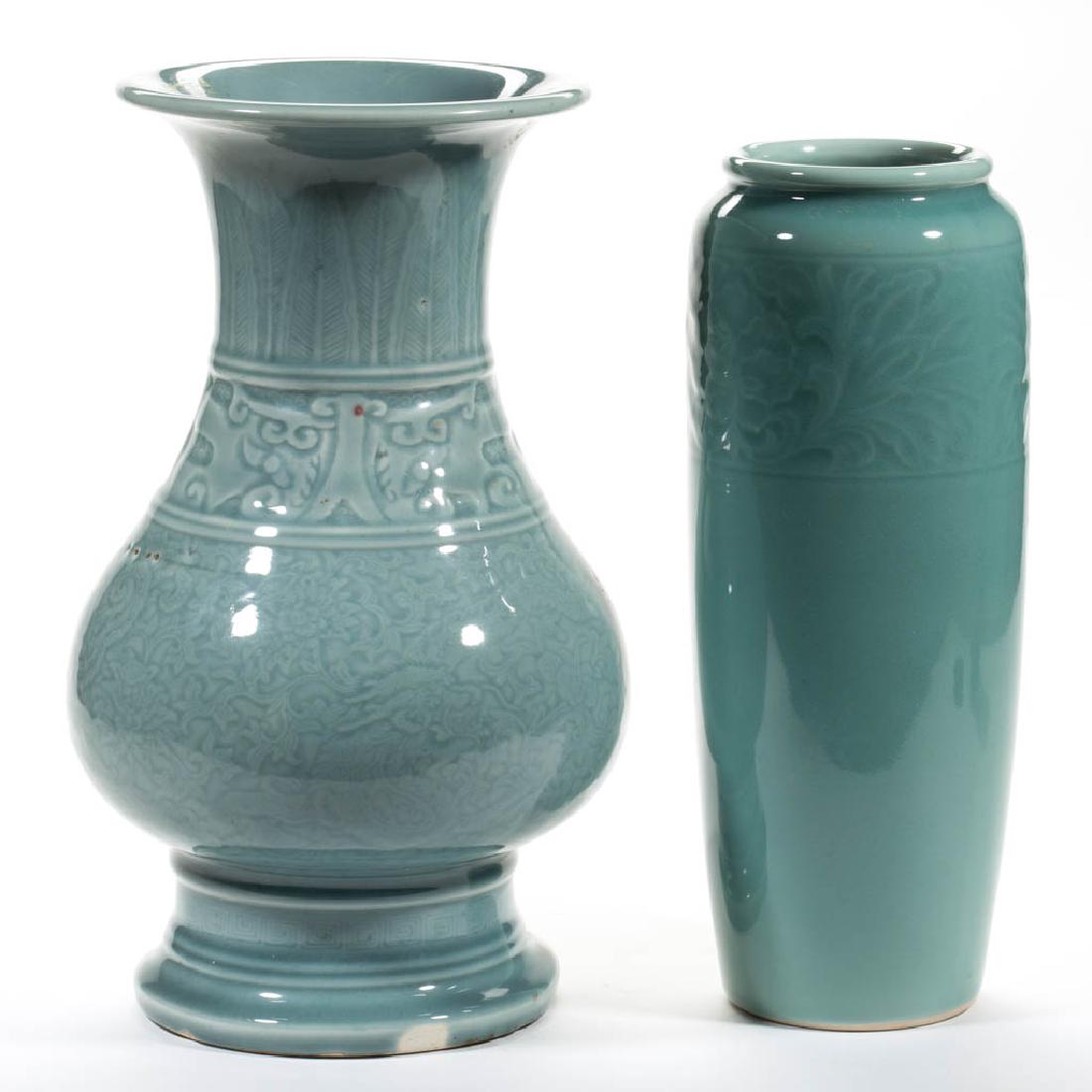 CHINESE CELADON CERAMIC VASES, LOT OF TWO (1 of 10)