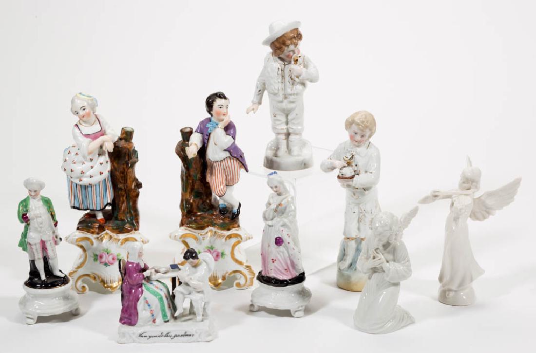 CONTINENTAL CERAMIC FIGURES, LOT OF NINE (1 of 1)