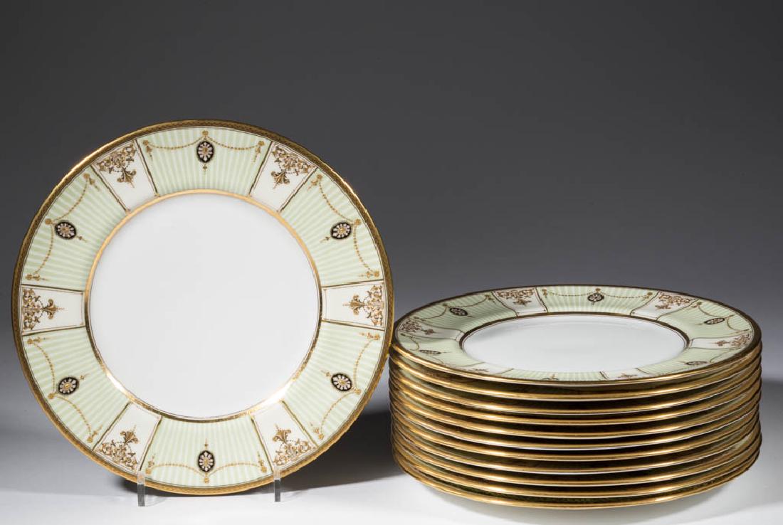 ENGLISH ROYAL DOULTON CERAMIC DINNER PLATES, SET OF 12 (1 of 2)