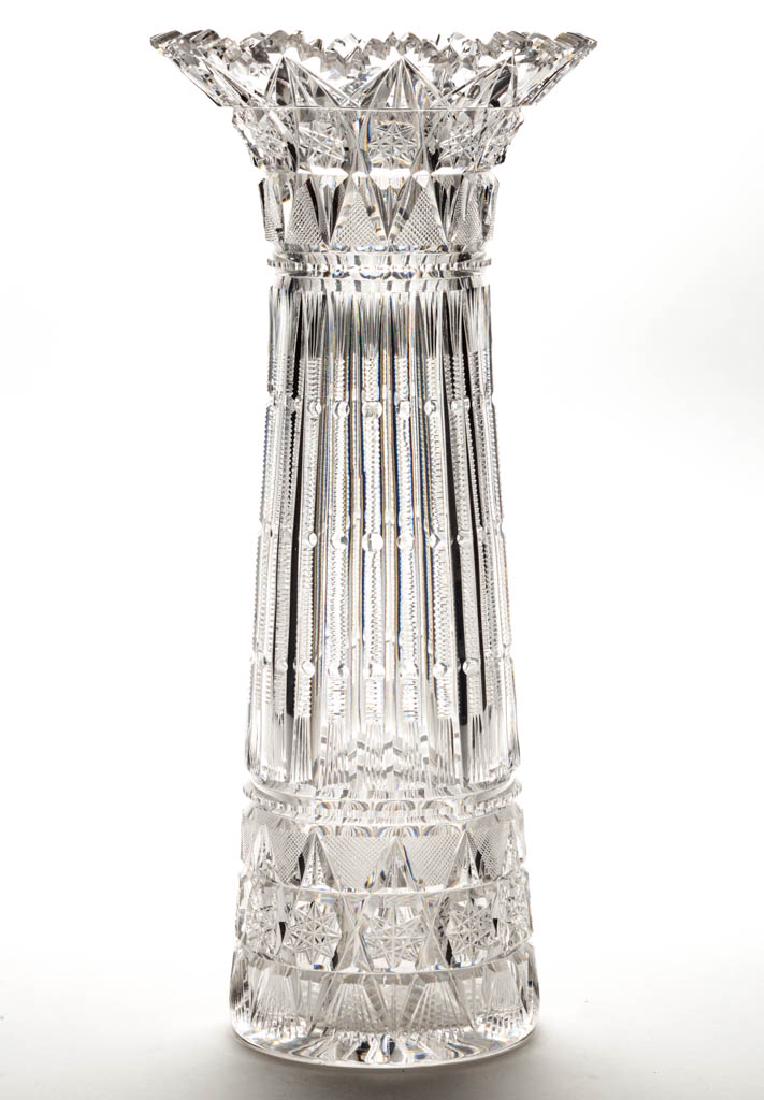 PITKIN AND BROOKS DERBY BRILLIANT CUT GLASS VASE (1 of 1)