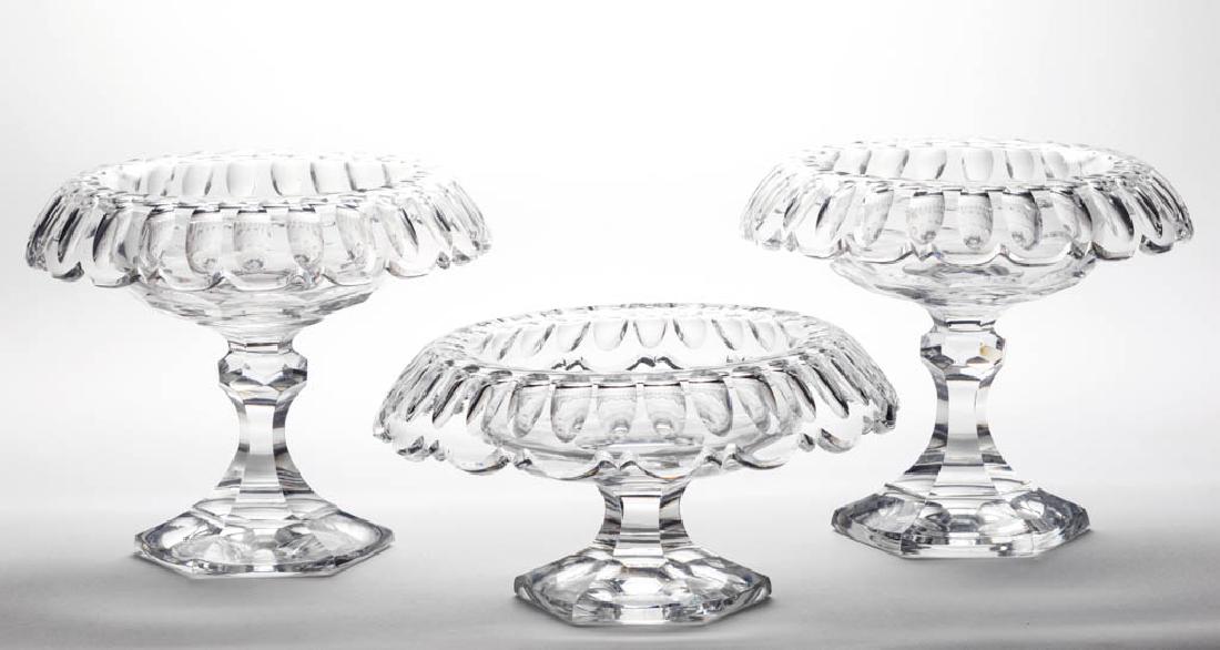 CUT THUMBPRINT AND PUNTY COMPOTES, SET OF THREE (1 of 1)