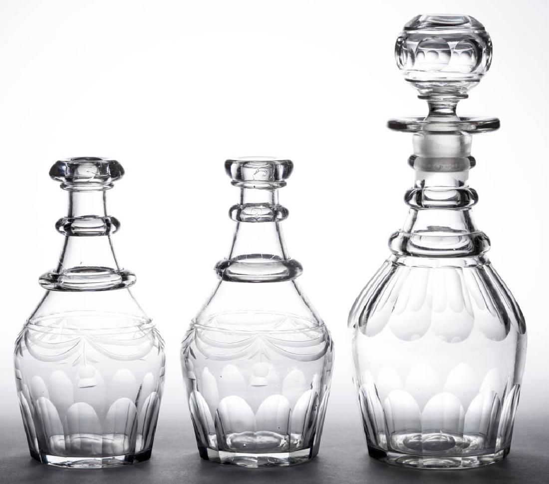 ASSORTED CUT FLUTE DECANTERS, LOT OF THREE (1 of 1)