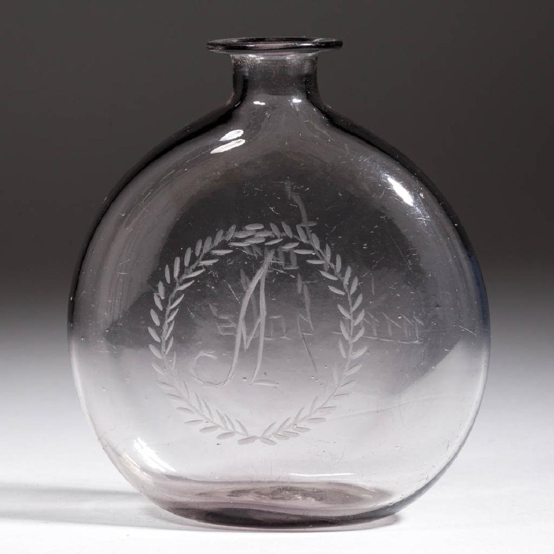 FREE-BLOWN AND ENGRAVED POCKET FLASK (1 of 2)