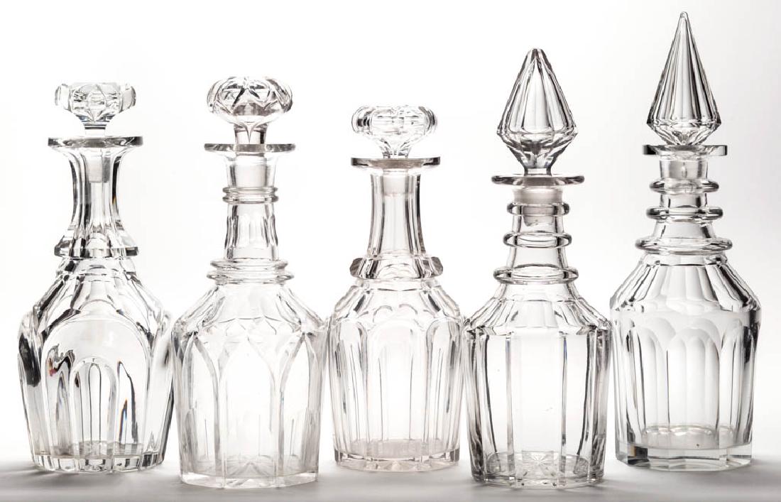 ASSORTED CUT PATTERN QUART DECANTERS, LOT OF FIVE (1 of 1)