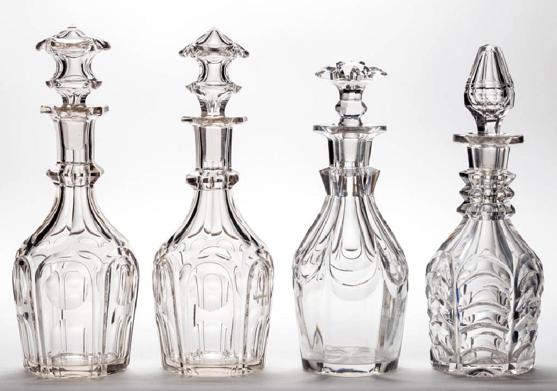 ASSORTED CUT PATTERN PINT DECANTERS, LOT OF FOUR (1 of 1)