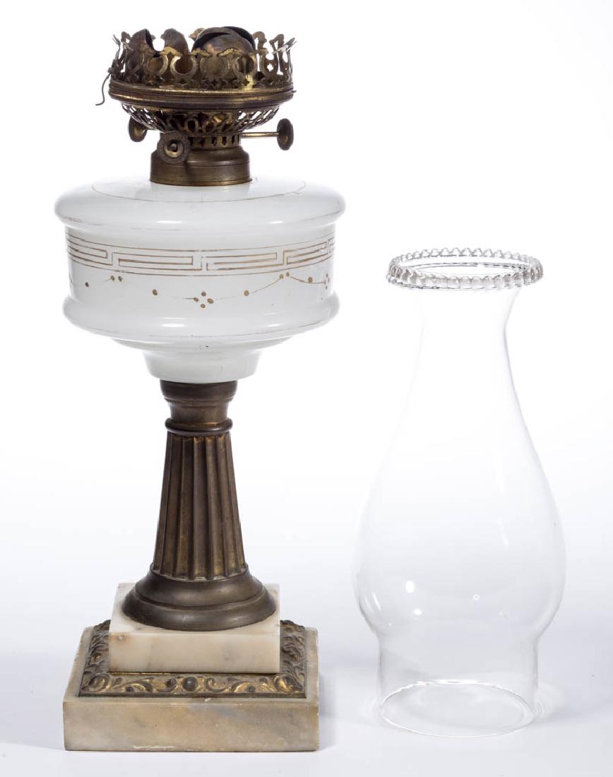 DECORATED BANDED KEROSENE STAND LAMP (1 of 2)