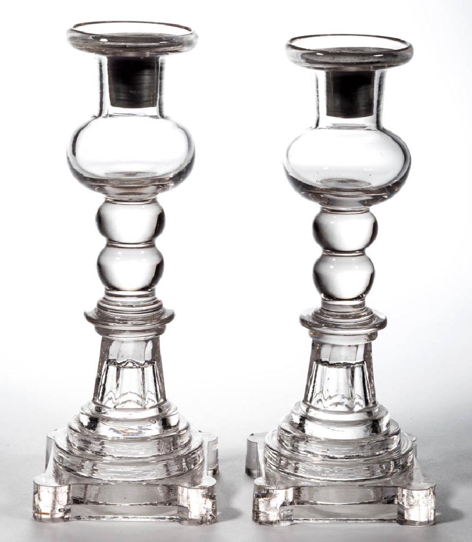 FREE-BLOWN AND PRESSED PAIR OF CANDLESTICKS (1 of 1)