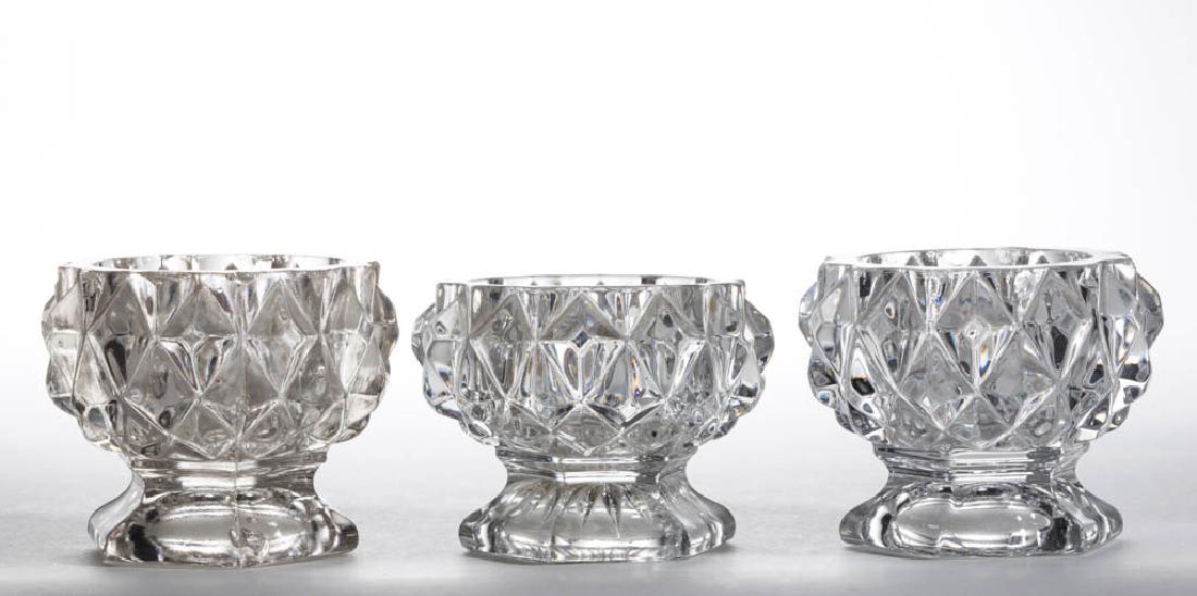 LARGE DIAMOND PRESSED OPEN SALTS, LOT OF THREE (1 of 1)
