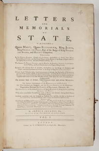 BRITISH HISTORICAL MONARCHY VOLUMES, SET OF TWO: BRITISH HISTORICAL MONARCHY VOLUMES, SET OF TWO, Arthur Collins, et al, "Letters and Memorials of State, in the Reigns of Queen Mary, Queen Elizabeth, King James, King Charles the First, Part of the