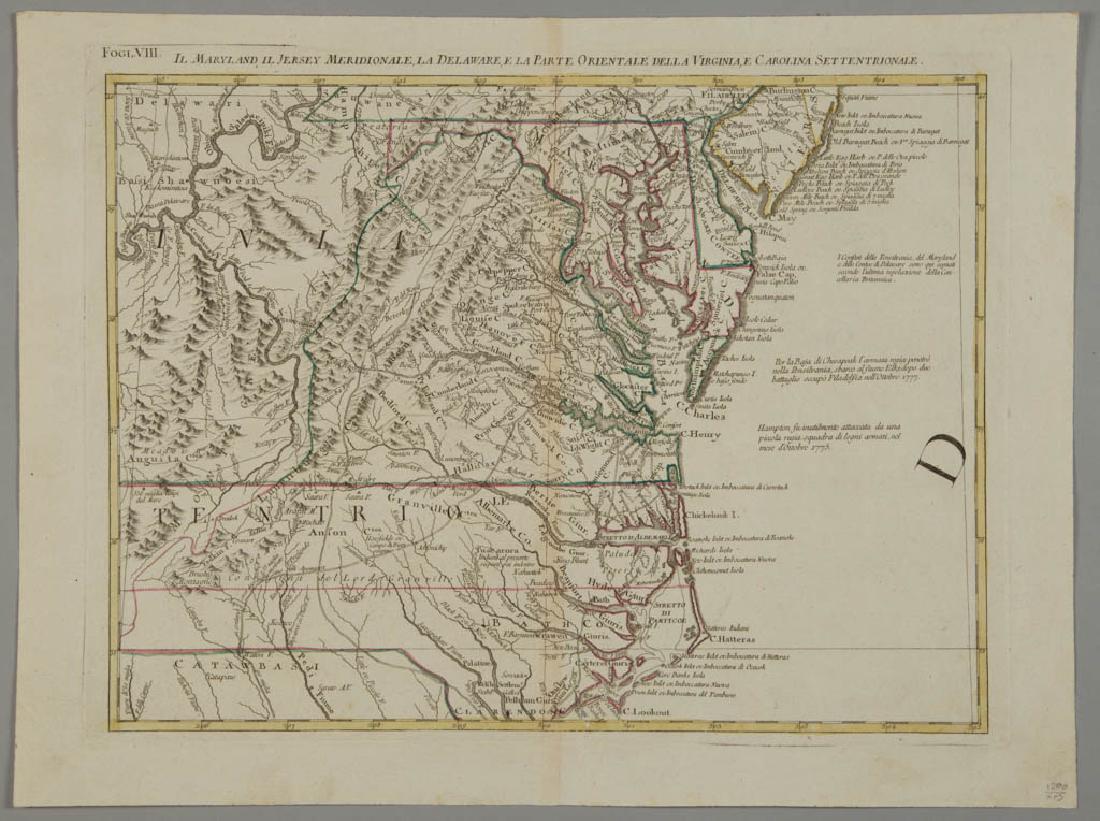 ANTONIO ZATTA (ITALIAN, 18TH CENTURY) MAP OF VIRGINIA (1 of 6)