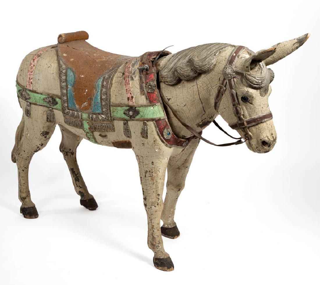 FOLK ART CARVED HOLLOW-BODY NODDING DONKEY CAROUSEL (1 of 11)