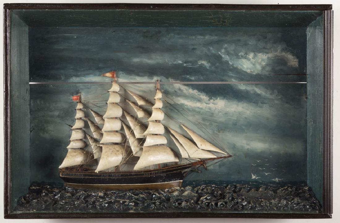 FOLK ART CARVED AND PAINTED SHIP DIORAMA (1 of 1)