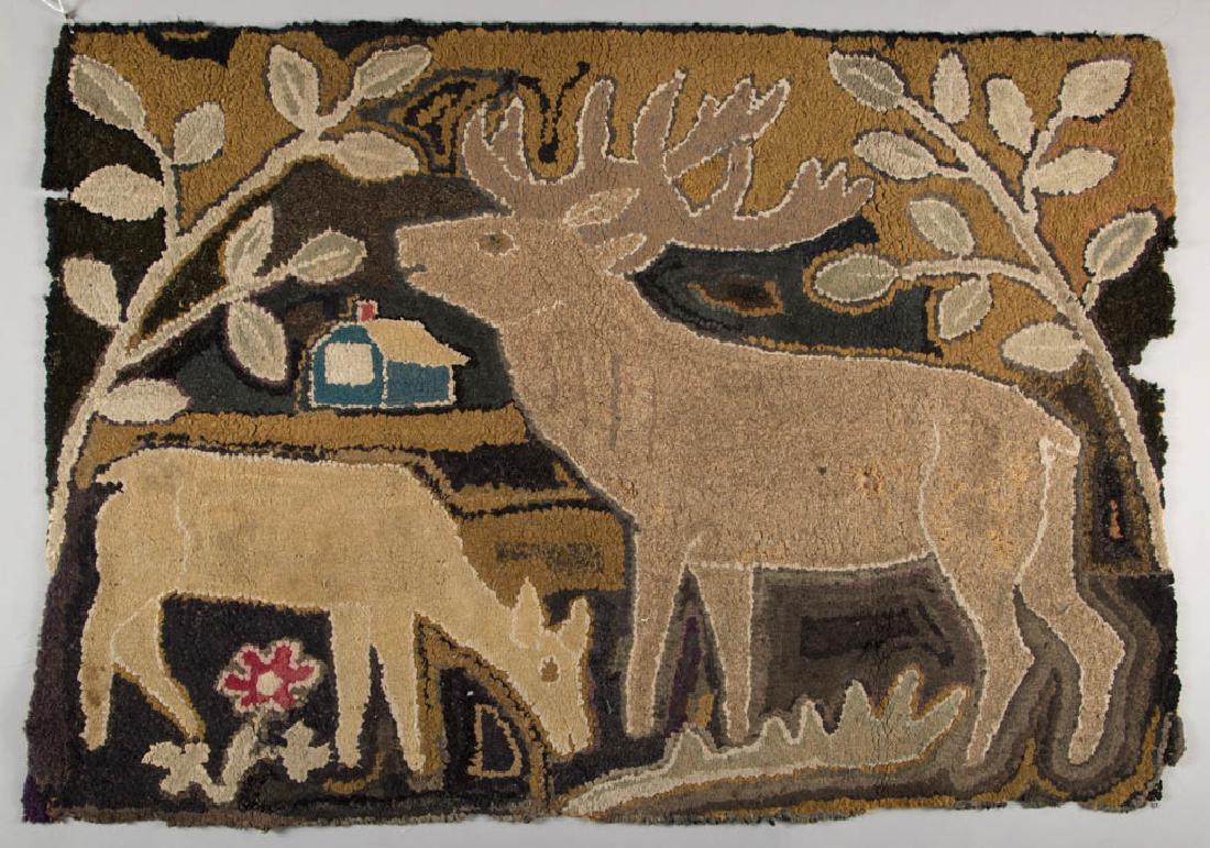 AMERICAN FOLK ART PICTORIAL HOOKED RUG (1 of 1)