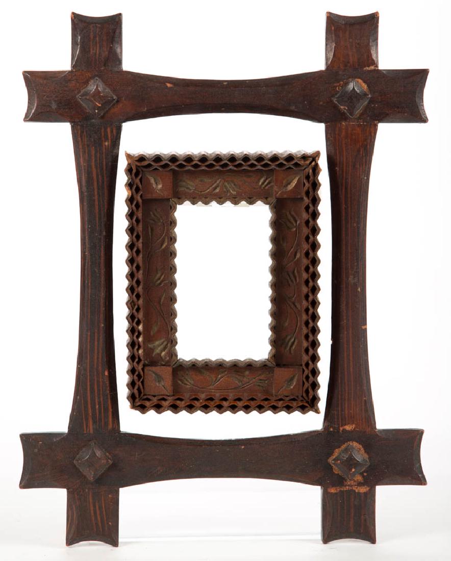 CARVED AND PAINTED FOLK ART FRAMES, LOT OF TWO