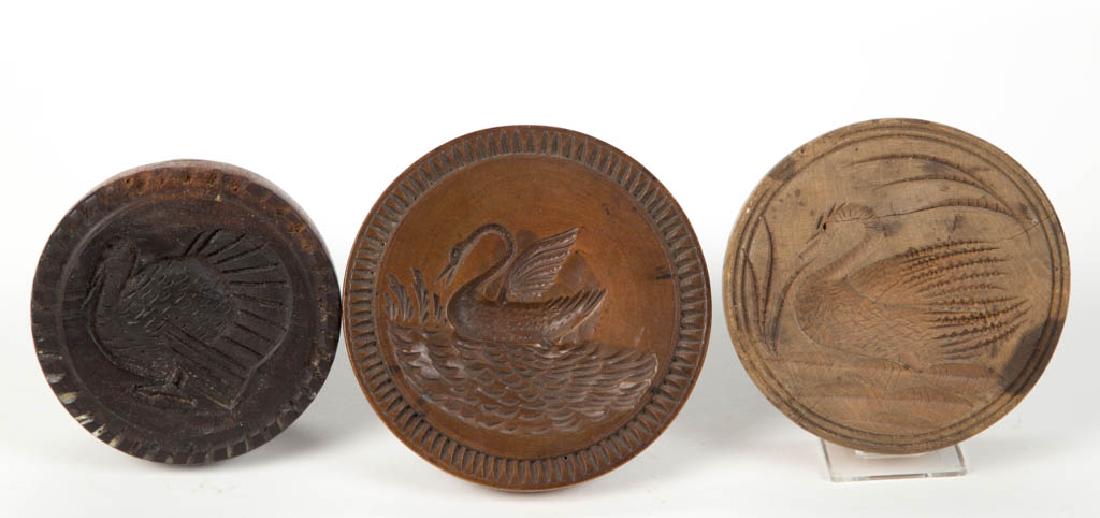 MID-ATLANTIC CARVED TREEN FIGURAL BIRD BUTTER PRINTS, (1 of 2)