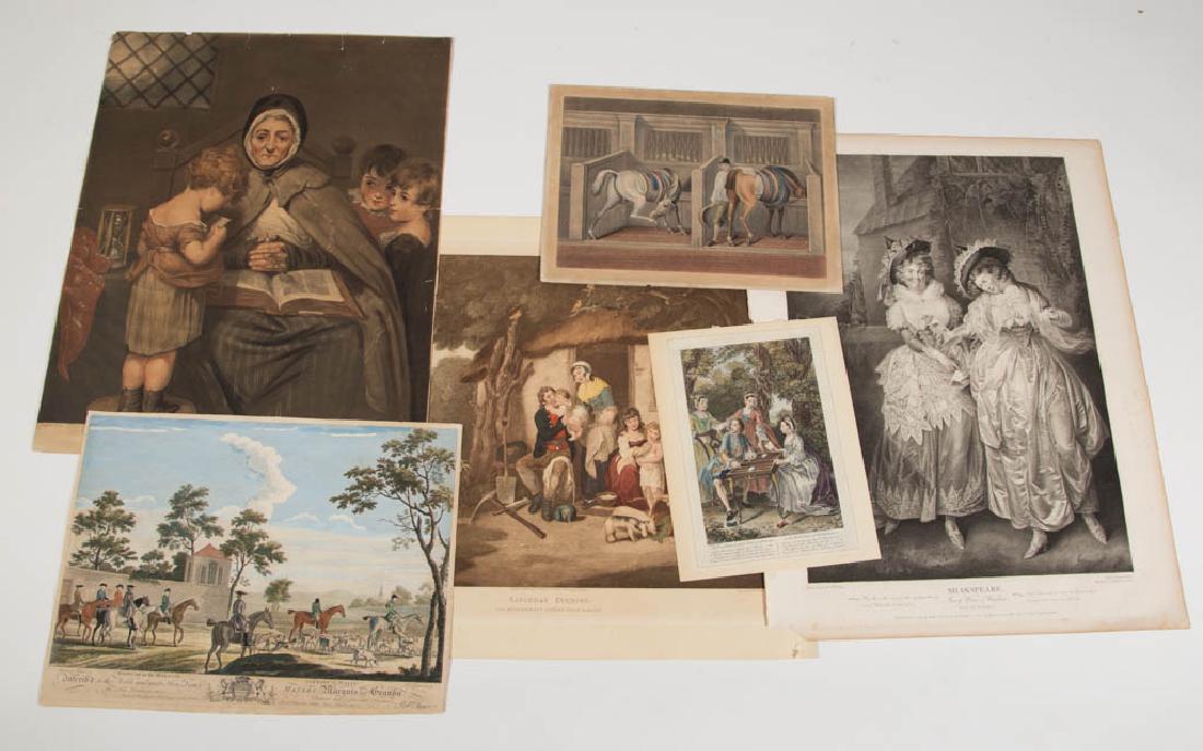 ENGLISH / CONTINENTAL GENRE PRINTS, LOT OF SIX (1 of 7)
