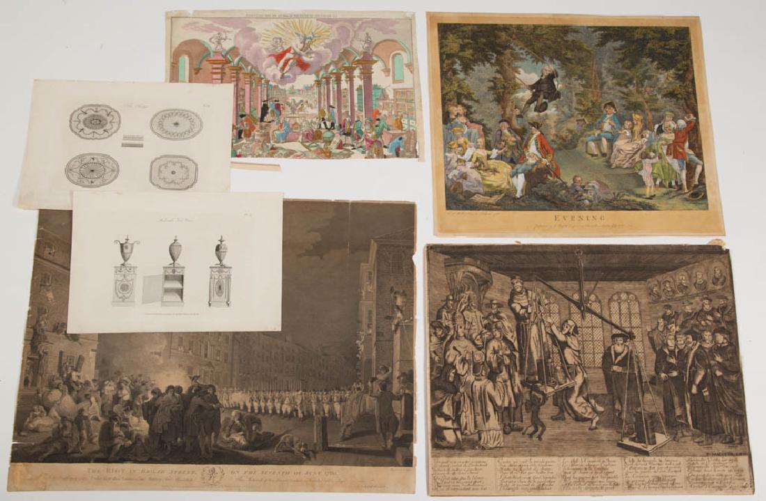 ENGLISH / CONTINENTAL GENRE PRINTS, LOT OF FIVE (1 of 6)