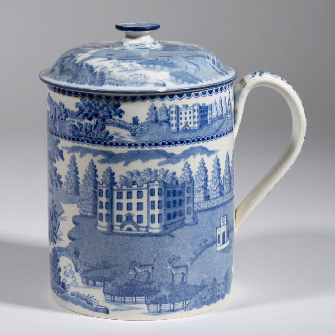 ENGLISH TRANSFER-PRINTED CERAMIC COVERED TANKARD (1 of 2)