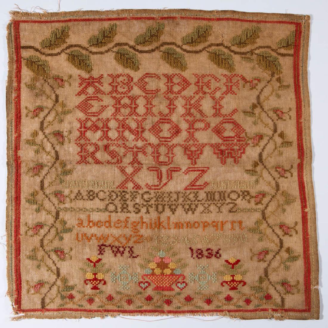 AMERICAN, POSSIBLY SOUTHERN NEEDLEWORK SAMPLER (1 of 5)